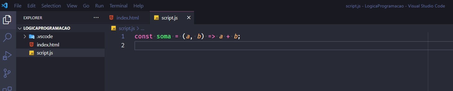 Exemplo da estrutura arrow function sem return declarado