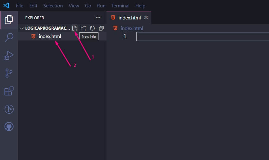 Criando arquivo html com nome index.js