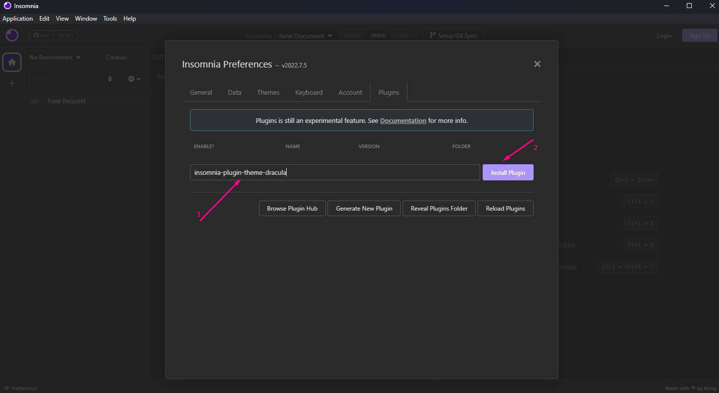 Campo preenchido e disponivel para clicar no botão Install Plugin