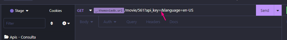 Query String api-key deletado