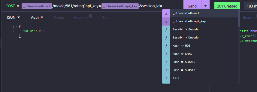 Apresentando lista de opção para configuração